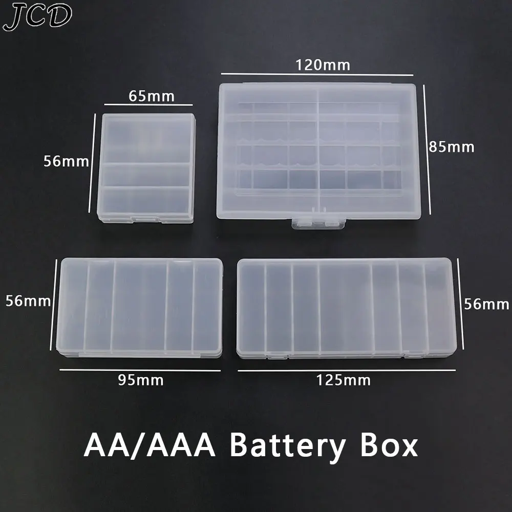 

JCD AA AAA Plastic Battery Holder Storage Box Battery Case Cover 4/ 6 8 10 Slots Rechargeable Battery Container Organizer