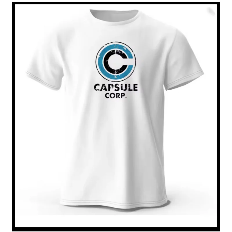 2026 Capsule Corp 100% Cotton Funny Printing Japan Anime Men T Shirt Tee Summer Streetwear Tops Fashion Brand Tshirt Clothing