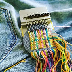 Speedweve Style Darning Loom Small Weaving Loom for Visible Mending Jeans, Weave Tool for DIY, Artful Patterns, Repair Fabrics