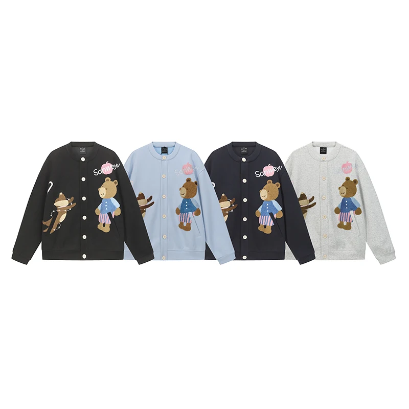 

Autumn Cartoon Towel Embroidered Cardigan Sweatshirt Jacket Men Women Fashion Loose Casual Cardigan Coat Hoodies