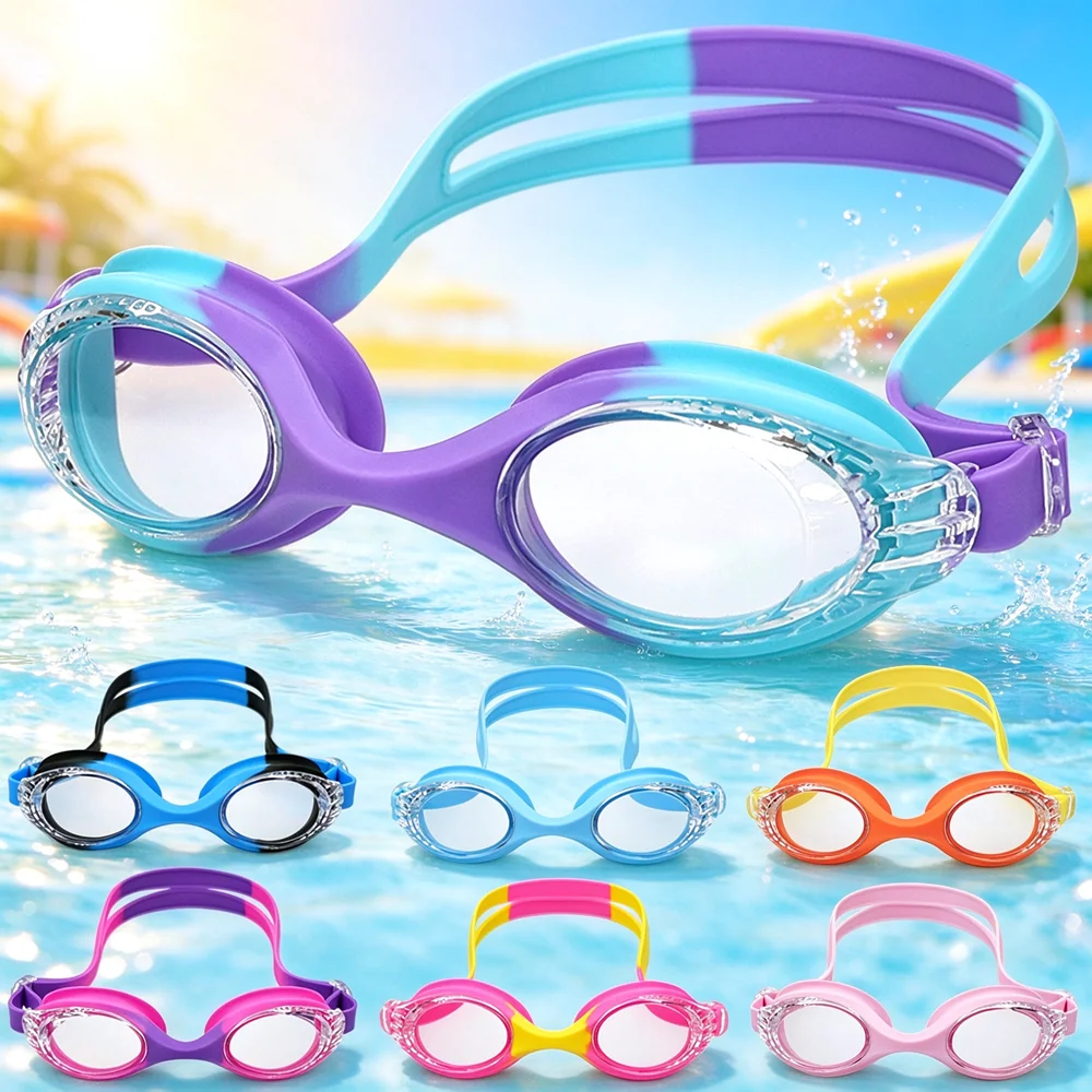 Youth Kids Swimming Goggles with Clear Vision Anti-Fog Lens Quick Adjustable Strap Leak-Proof Comfortable Silicone Swim Goggles