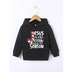 Hoodies Boys Christmas JESUS IS THE REASON FOR THE SEASON Letter Printed Cute Cozy Hoodies Warm And Stylish For Spring Fall Kids