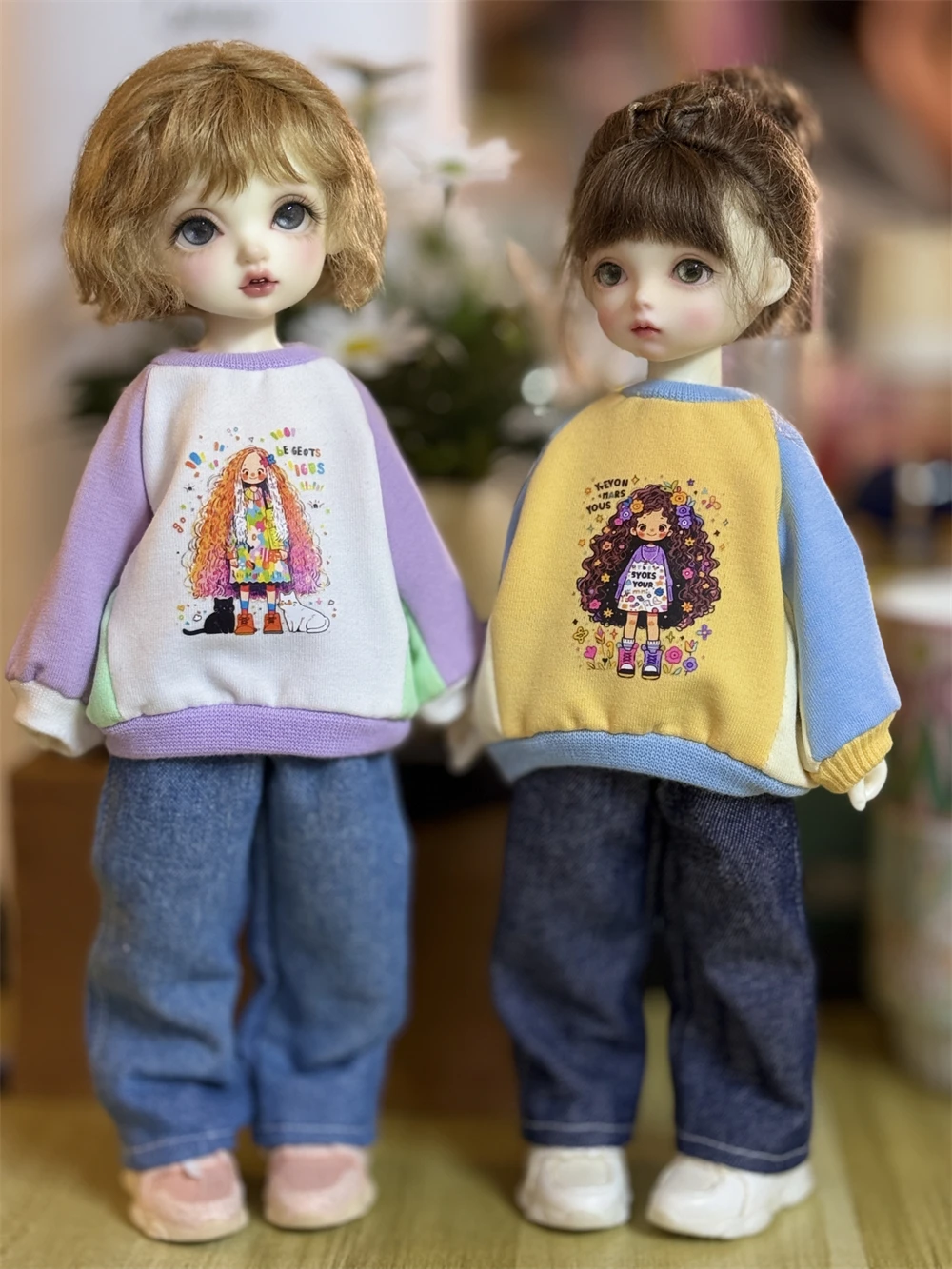 

BJD doll clothes suitable for 1/4 1/5 1/6 size Cute doll sweatshirt suit doll accessories (2 points)