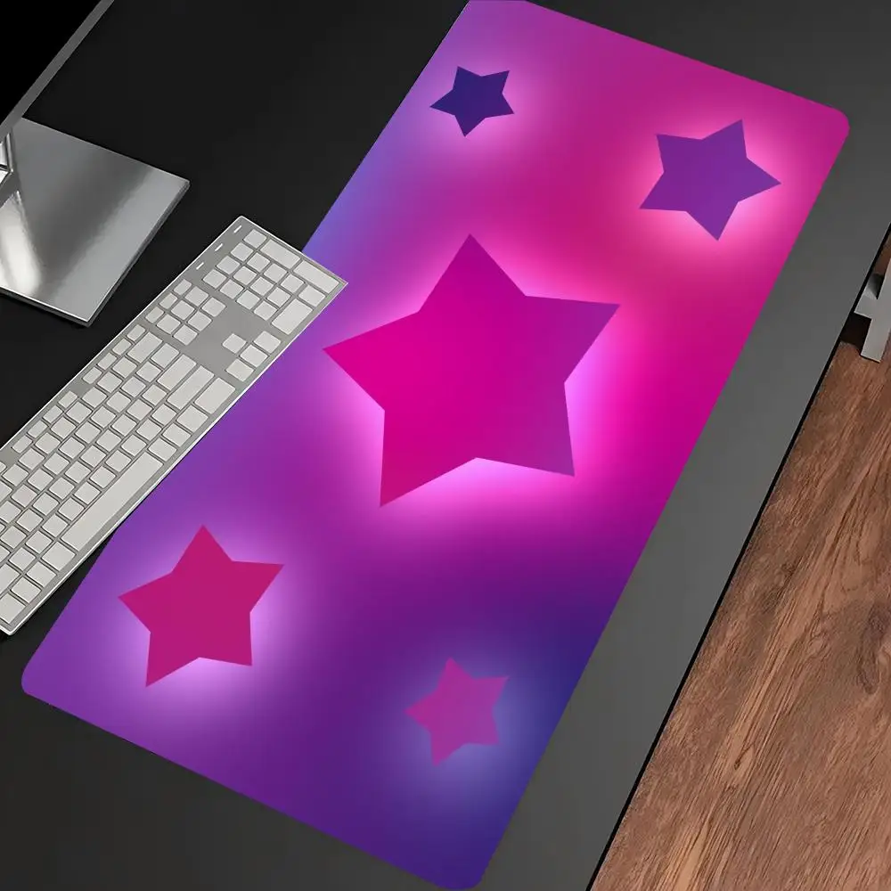 Purple Sparkling Stars Starfield Galaxy Cosmic Large Mouse Pad Extended Gamer Desk Mat Big Computer Non Slip for Gameplay