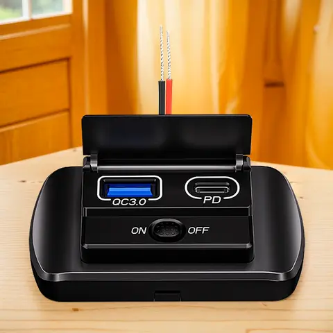 12V/24V Car USB Charger Socket Waterproof Dustproof QC3.0 PD Quick Charge USB Outlet Panel Adapter USB Power Socket with Switch 10 best sales 12v usb panel - №5
