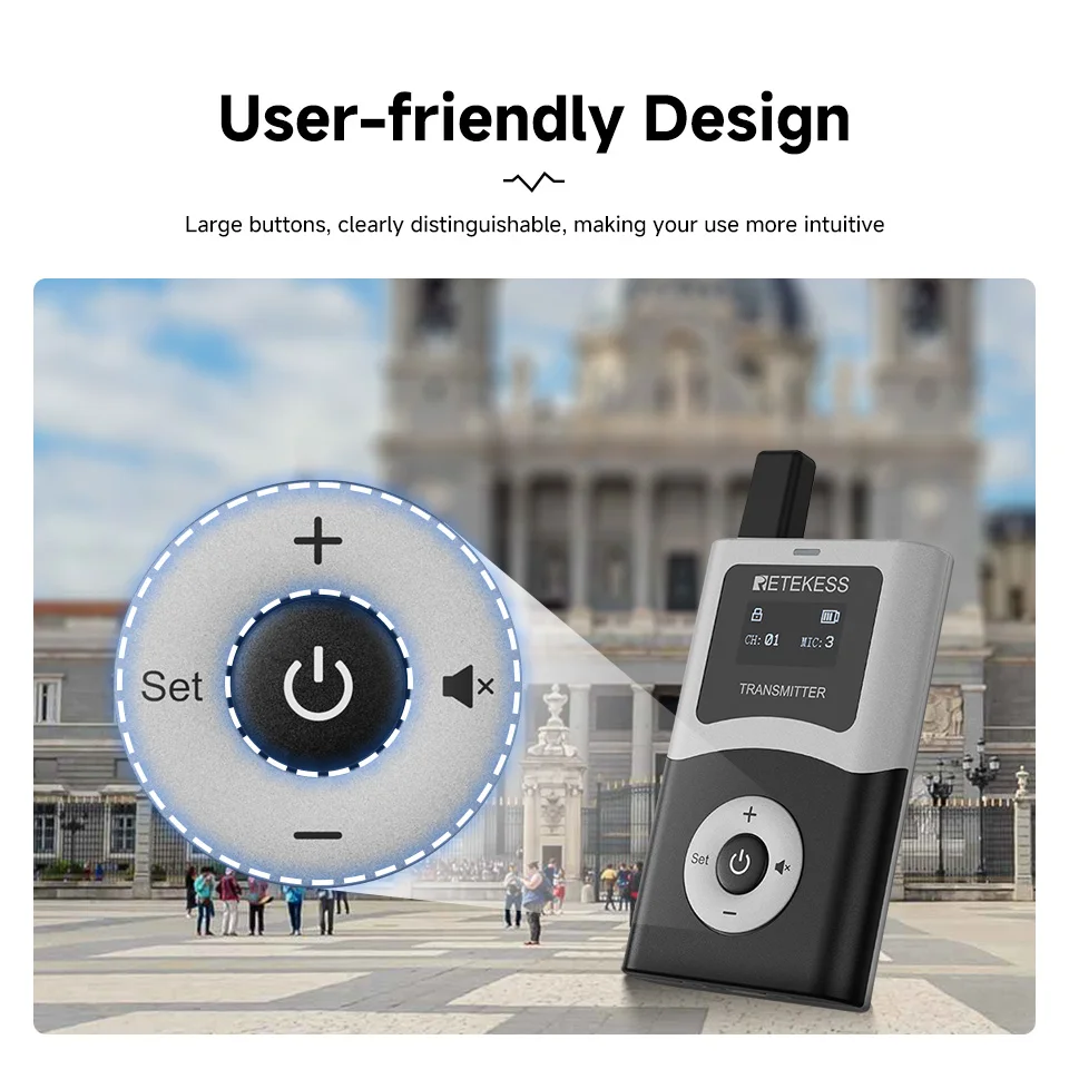 Retekess T130U ระบบเสียงไร้สายระบบไกด์นําเที่ยวไร้สายเสียงไร้สายไกด์นําเที่ยวส่งสัญญาณสําหรับการประชุมพิพิธภัณฑ์