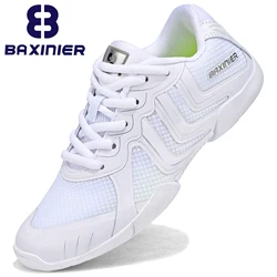 BAXINIER Girls White Cheer Shoes Youth Competition Cheerleading Dance Sneakers Women Breathable Athletic Training Tennis