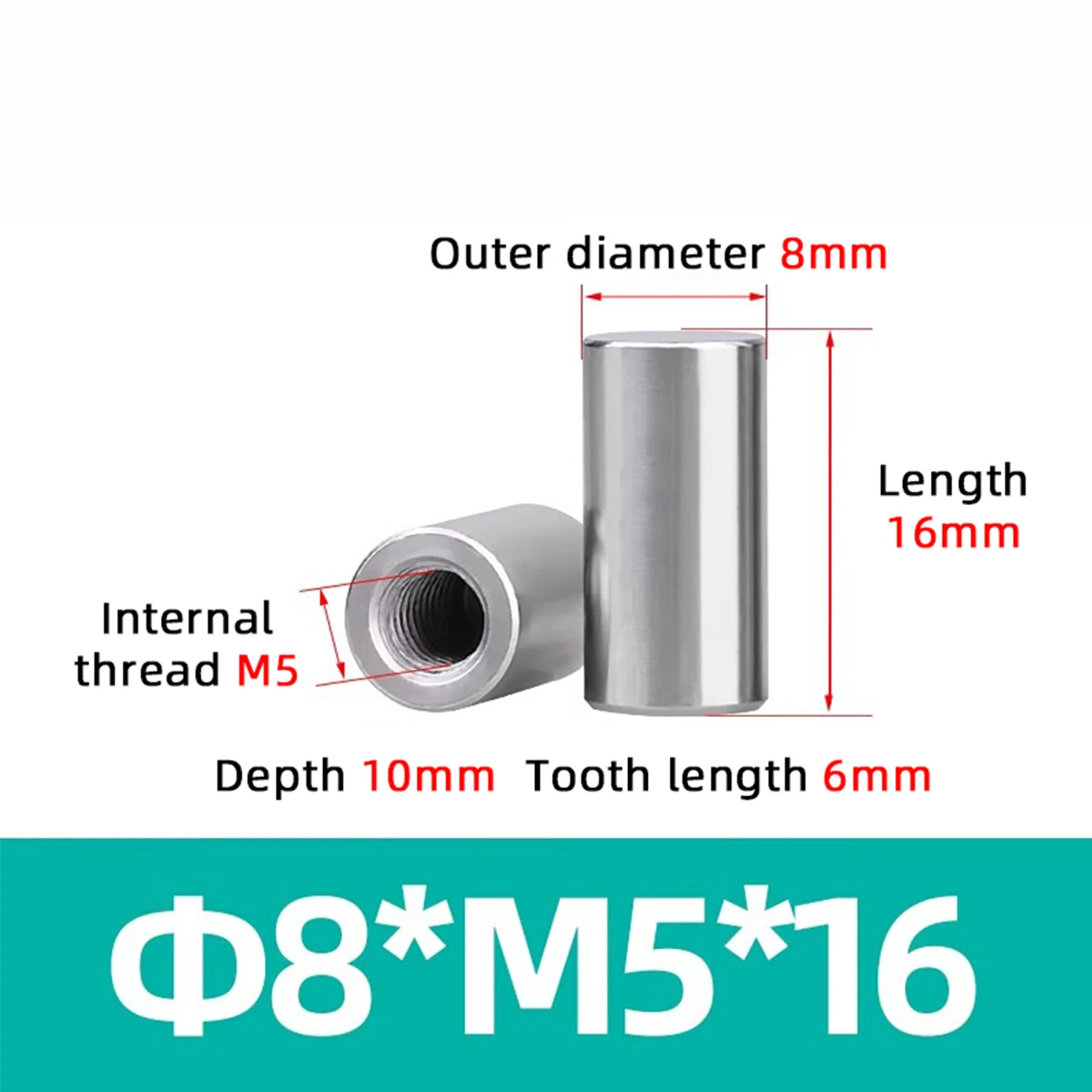 6Pcs M5 Round Connector Nuts, 304 Stainless Steel Coupling Nut Sleeve Rod Bar Stud Nut for Bracket