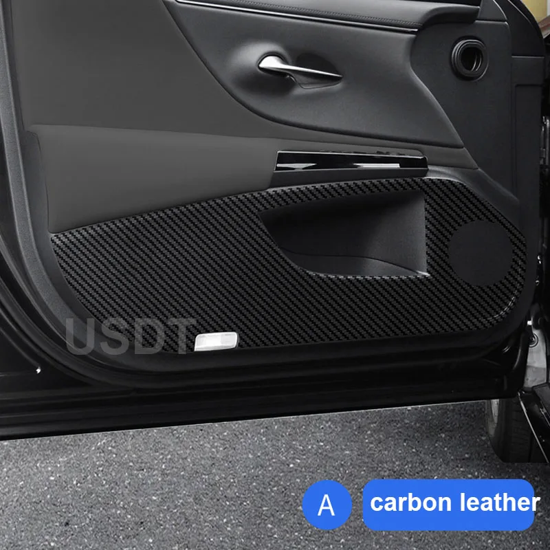 For Lexus ES 2024 2023 2022 2021 2020 2018 Leather Carbon Fiber Sticker Door Anti Kick Cover Protection Mat Door Sill Sticker