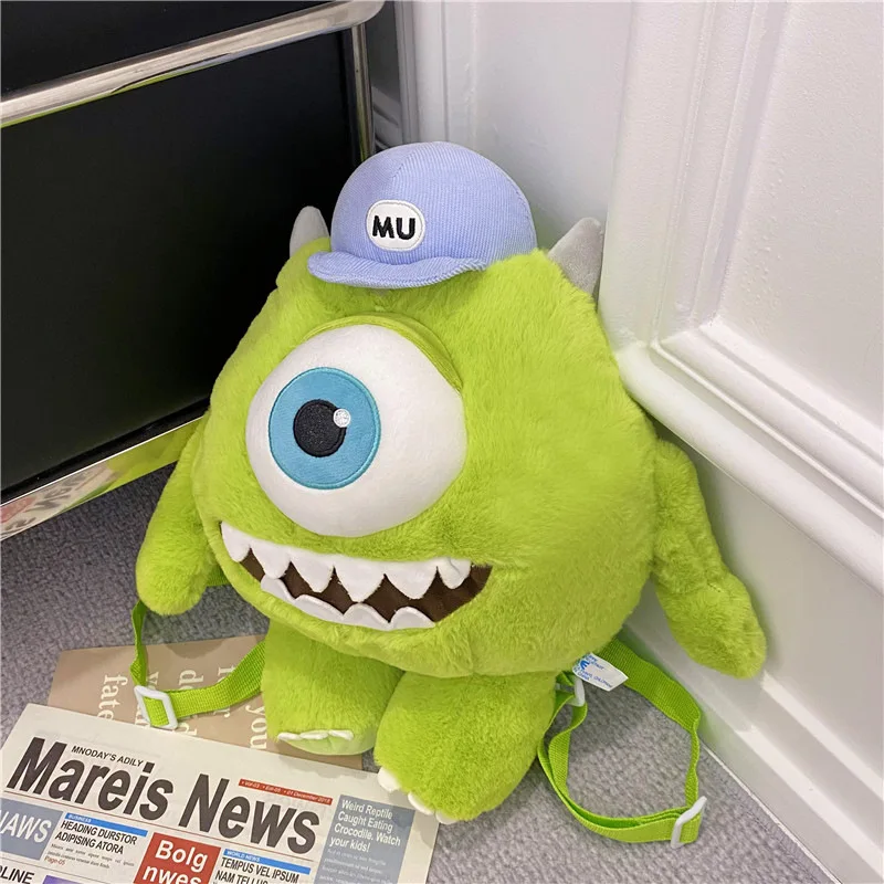 Anime Monsters University Backpack Kawaii Mike Wazowski Figure Crossbody Bags Soft Lovely Decor Toys Girls Birthday Xmas Gift