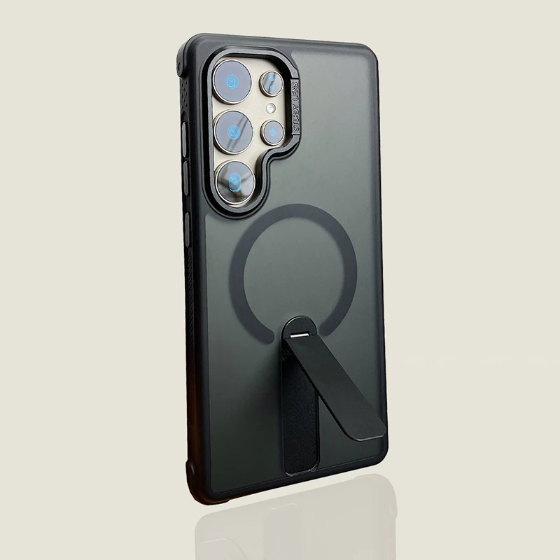 

Folding Metal KickStand MagSafe Phone Case for Samsung Galaxy S25ultra S25 S24 Ultra Wireless Charging Shockproof Armor Cover