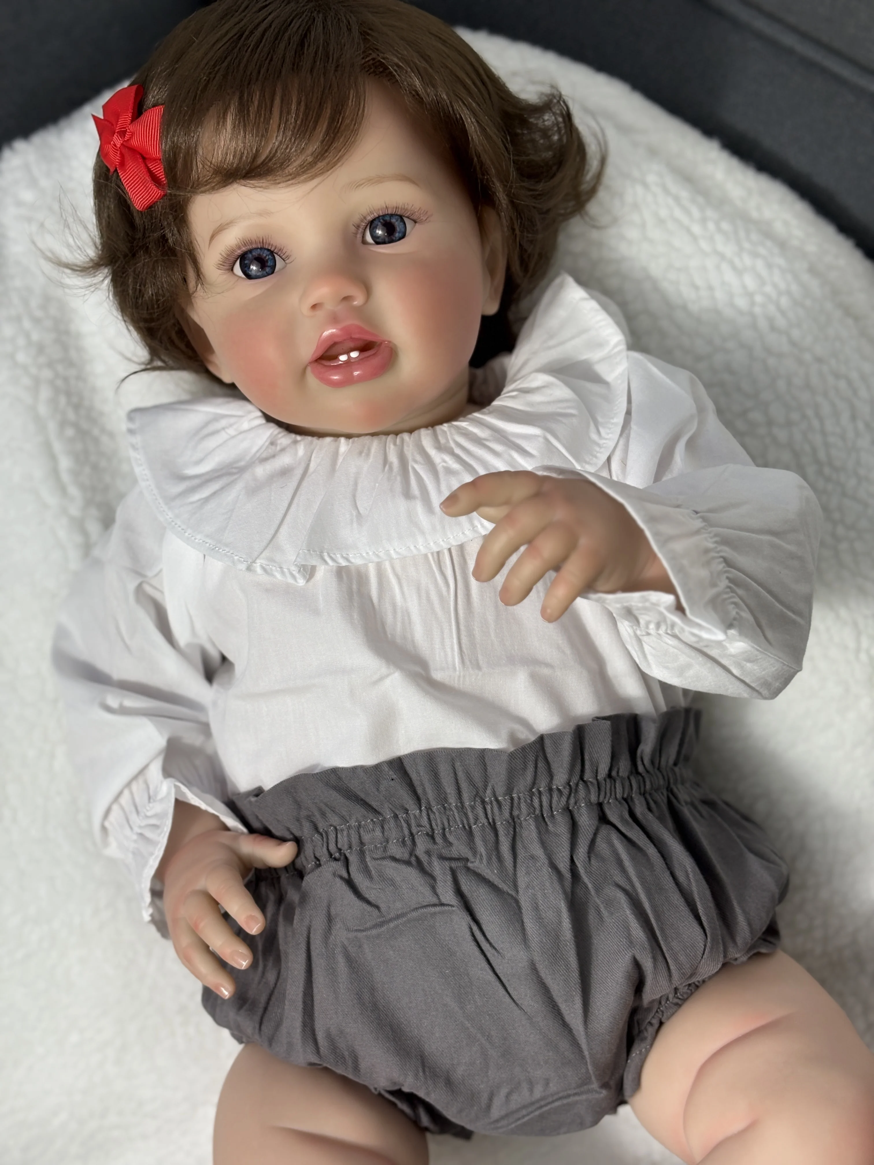 Hand Painted 3D Skin Realistic Toddler Baby Princess Girl 60CM Reborn Lottie with Lifelike Soft Touch Bebe Dolls Gift for Xmas