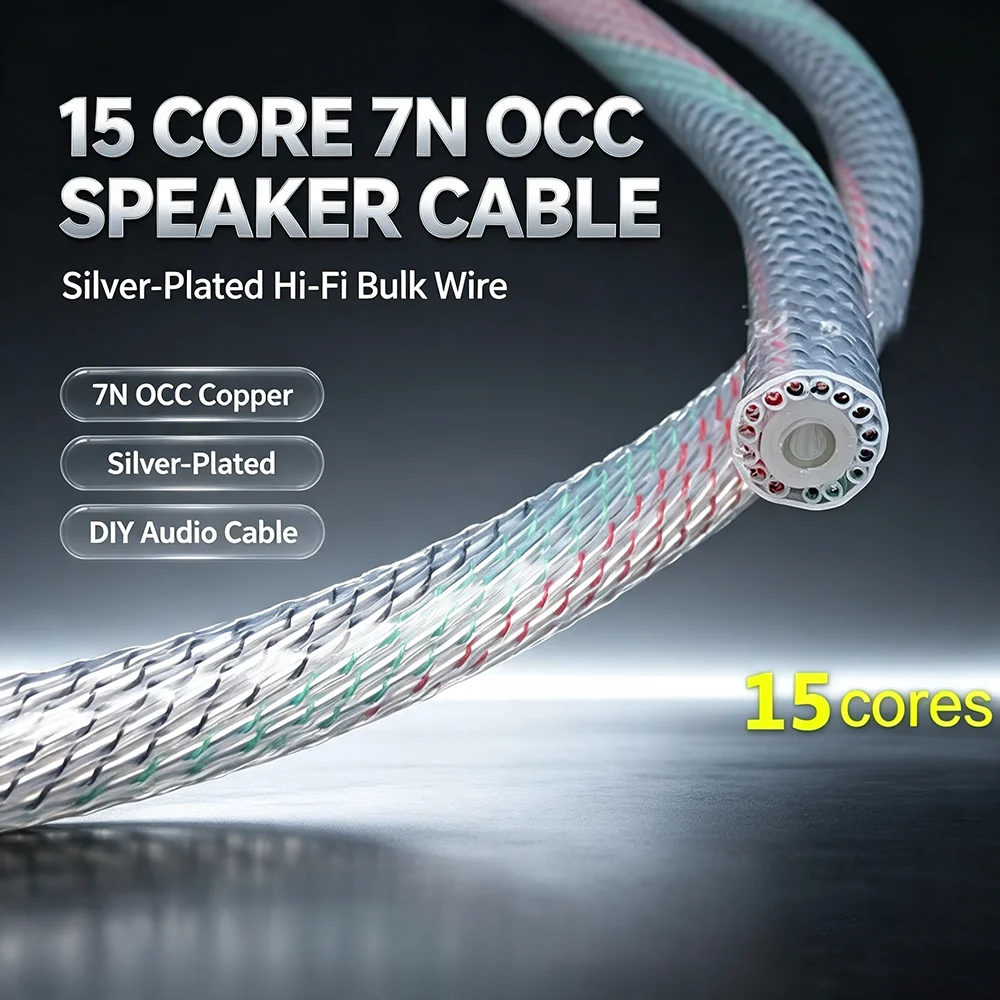Audio Cable 9/12/15 Core 7N OCC Copper Silver-Plated Hi-Fi Bulk Wire For Amplifier CD Player DIY Power Interconnect