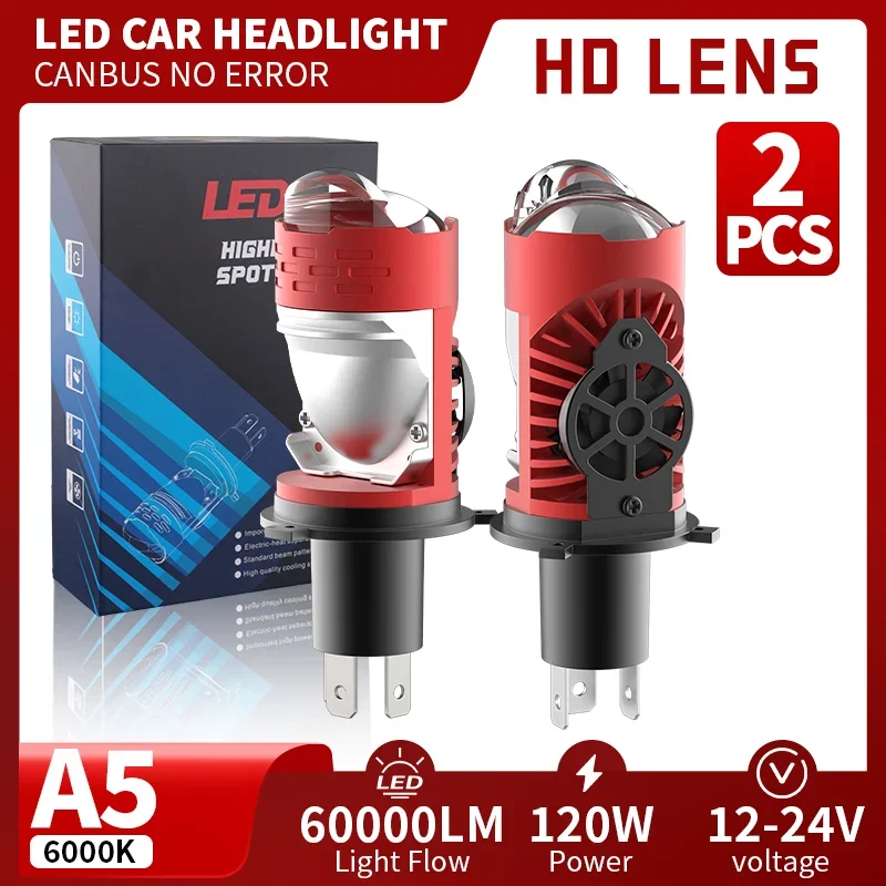 

2PCS LED H4 Projector Lens 120W Car Headlight Bulbs CANBUS Turbo Auto Bulb High Low Light Fog lamp bulb High Power Plug&Play 12V