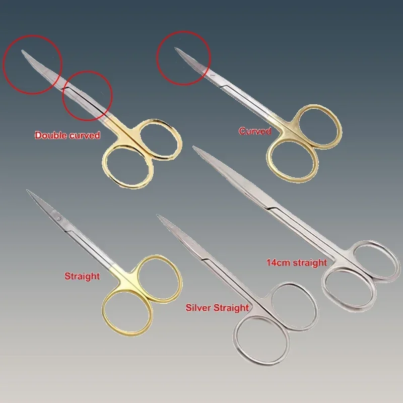 Dental Curved Scissors Gold Plated Iris Sharp Blade for Micro Dissecting Nursing Student