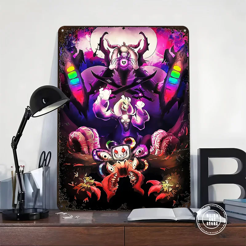 Undertale 3D Texture Printed Poster Custom Vintage Metal Tin Plate Sign for Wall Art Home Decorations Room Decoration Items At