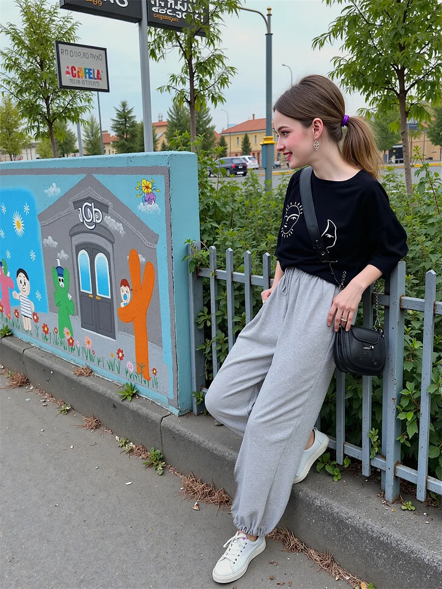 

Loose Drawstring Harem Pants Baggy For Woman Summer Women Fall Ruffled Straight Commuting Business Professional Feminine Chic BF