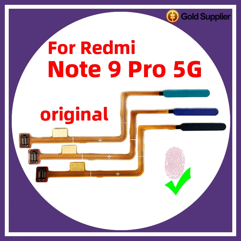 Original For Xiaomi redmi note 9 pro 5G Fingerprint Sensor Home Return Key Menu Power Button Flex Ribbon Cable