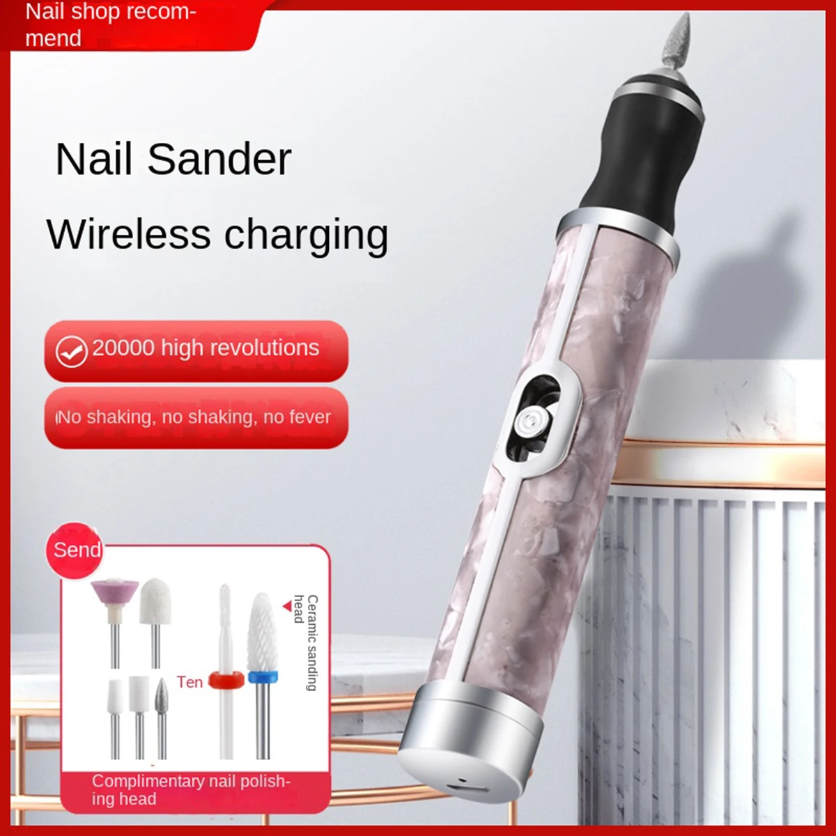 طلاء أظافر كهربائي قابل لإعادة الشحن، طلاء أظافر، طقم أظافر محمول، مثقاب أظافر احترافي، مبرد أظافر محمول، أدوات أظافر #4