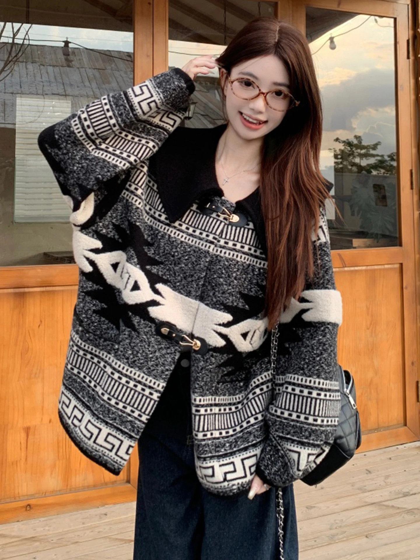 

Женский утепленный вязаный кардиган с воротником-стойкой, свободного кроя, осенне-зимний, больших размеров, модный, удобный, дышащий