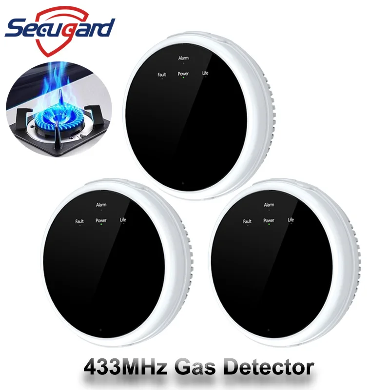 433MHz Gas Leakage Detector Wireless Natural Gas Leak Sensor 80dB Sound Alarm Wholesale For Smart Home Security Alarm System