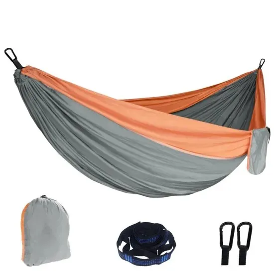Solid Wood Stick Hammock with Thickened Canvas and Canvas Tassel for Camping