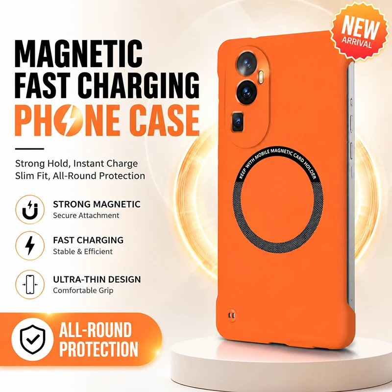 Original Frameless Phone Case for OPPO Reno 10 Reno10 Pro Plus Pro+ 10Pro 5G Hard PC Lightweight Thin Magnetic Back Cover product photo