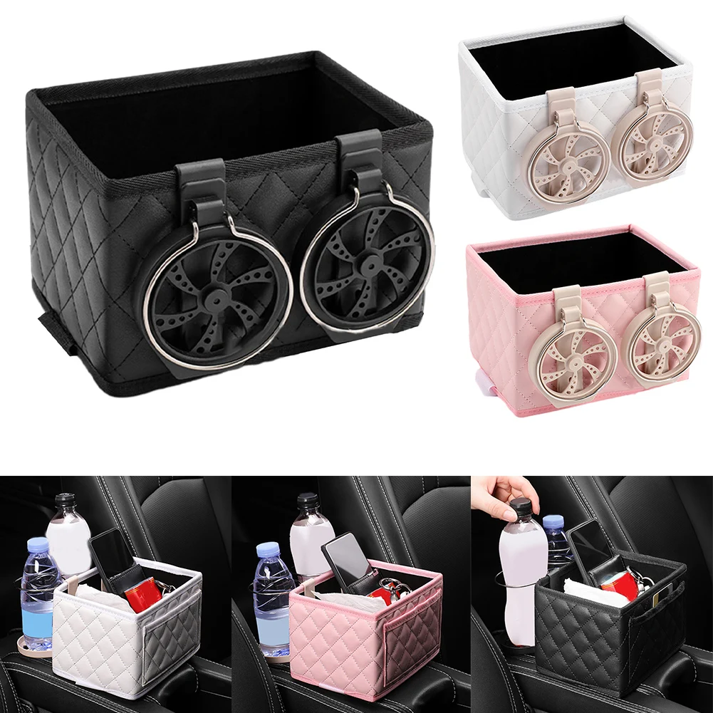 Keep Your Car Neat and Tidy with Armrest Storage Box Foldable and Convenient Water Cup Holder and Tissue Storage