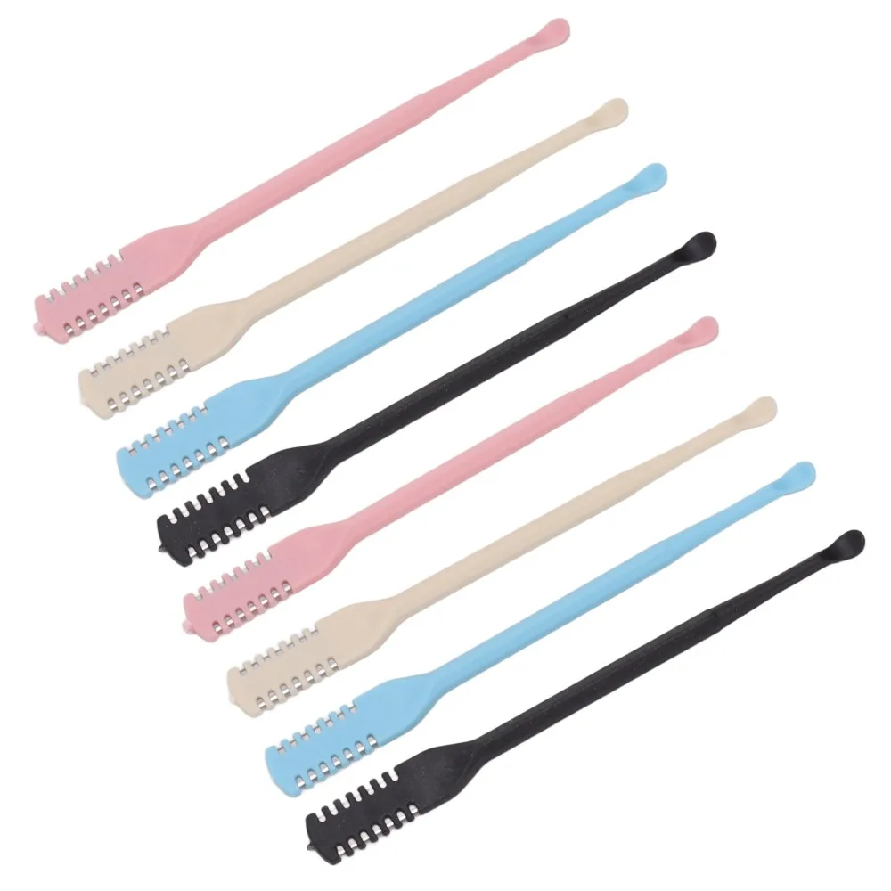 8pcs Plastic Stainless Steel Manual Nose Hair Trimmer Black Blue Yellow Pink Lightweight Nose Hair Remover 360° Rotating