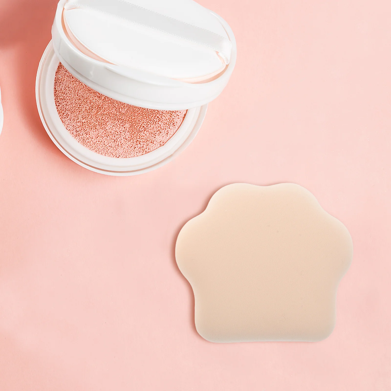 2 pezzi mini soffio di polvere per zampa di gatto spugna per trucco ad alta densità per miscela senza soluzione di continuità uso bagnato o asciutto ideale per cipria sciolta per il viso e il corpo