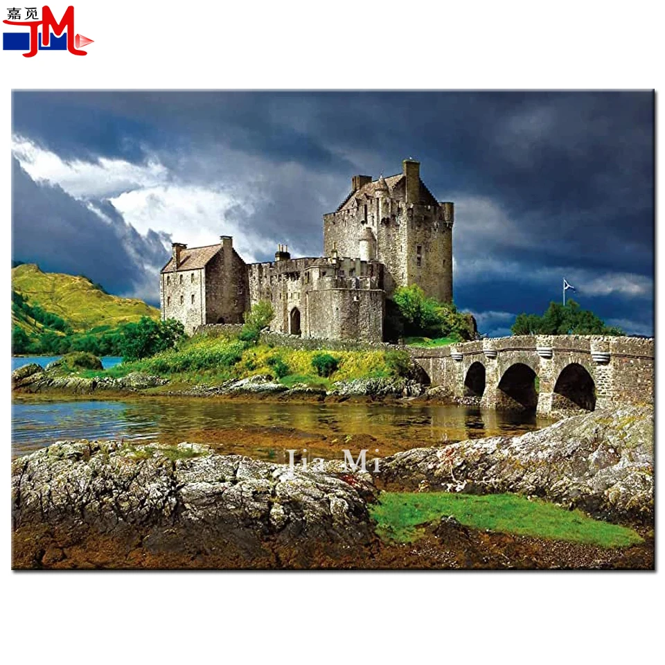 Scotland Landscape Picture Diamond Painting Cross Stitch Eilean Donan Castle Scenery 5d Diy Diamond Embroidery Rhinestone Mosaic