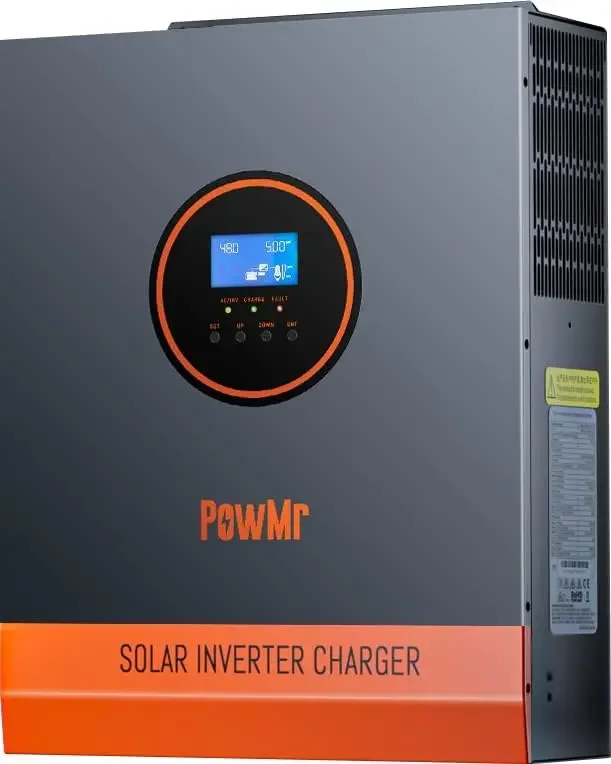 PowMr 5000W Hybrid Solar Inverter 48V To 110/120V AC, Pure Sine Wave Power Inverter 5KW, Built-in 80A MPPT Controller, Max.PV Input 5500W, 500V, 22A, Work for 48V Lead Acid, Lithium Batteries