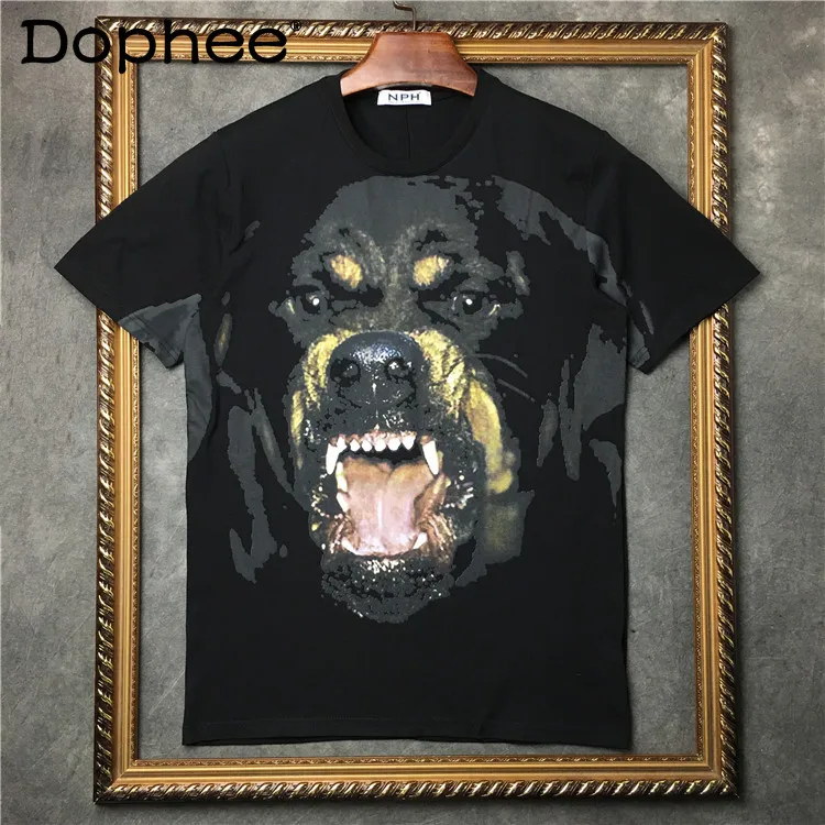 

2025 Summer New Cartoon Puppy Print Cute Round Neck Short-sleeved Cotton T-shirt Sunshine Teen Boy Casual Loose Top