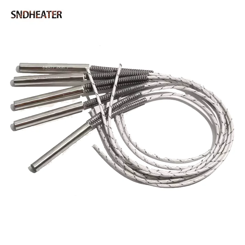 

SNDHEATER 5 шт. картриджный нагревательный стержень с высокотемпературным проводом 30 см, тепловая трубка с одной головкой 8x30-80 мм 316SS 110 В/220 В/380 В