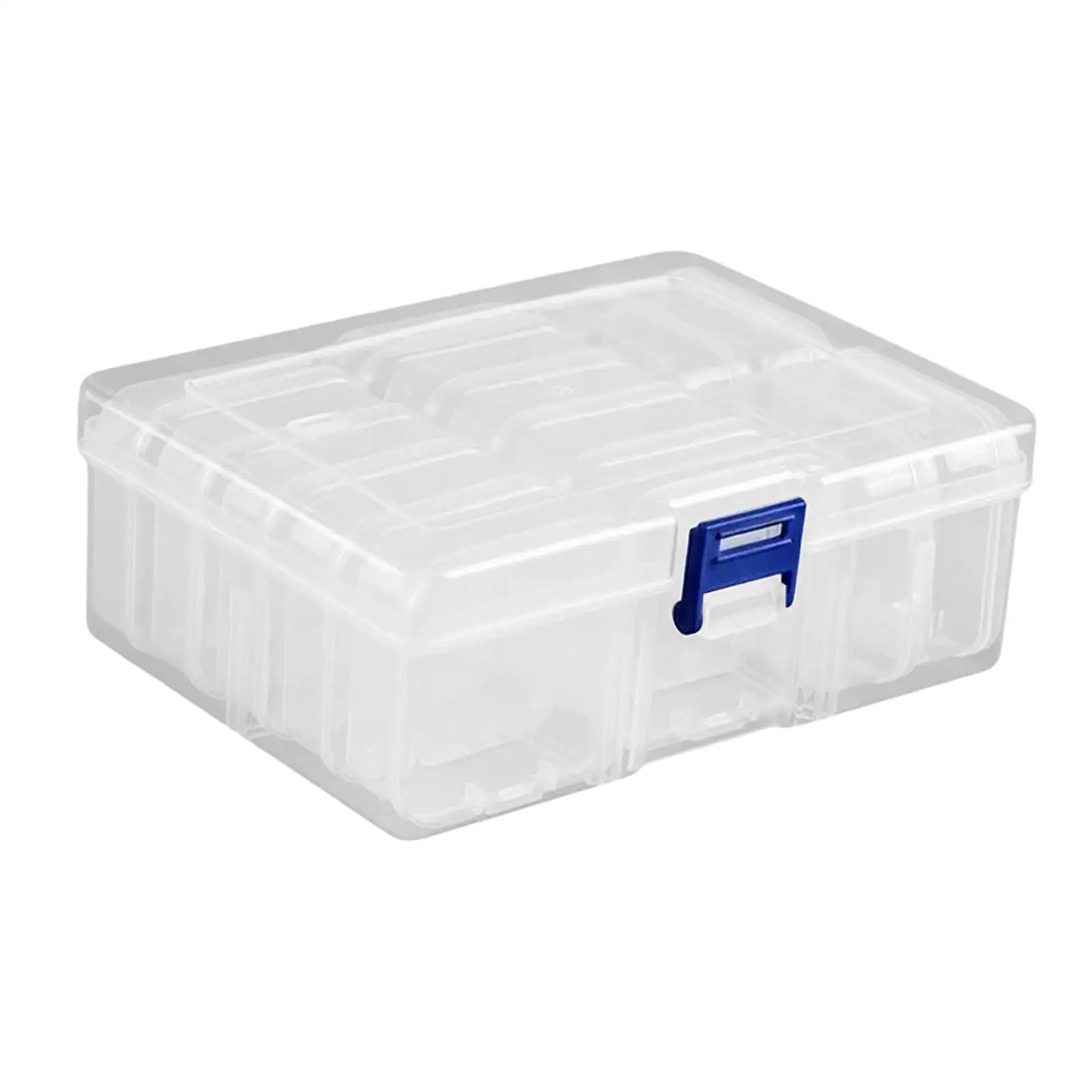 

1 Set Beaded Storage Box Rectangle Multifunctional Display Case Transparent 14 Grids Box for Crafts Rings Cross Stitch Tools