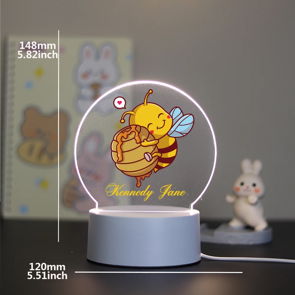 Personalized Custom Bee Funny  Led Night Light Birthday Christmas Gifts For Kids Toys Mange Avatar Room Decor Gift