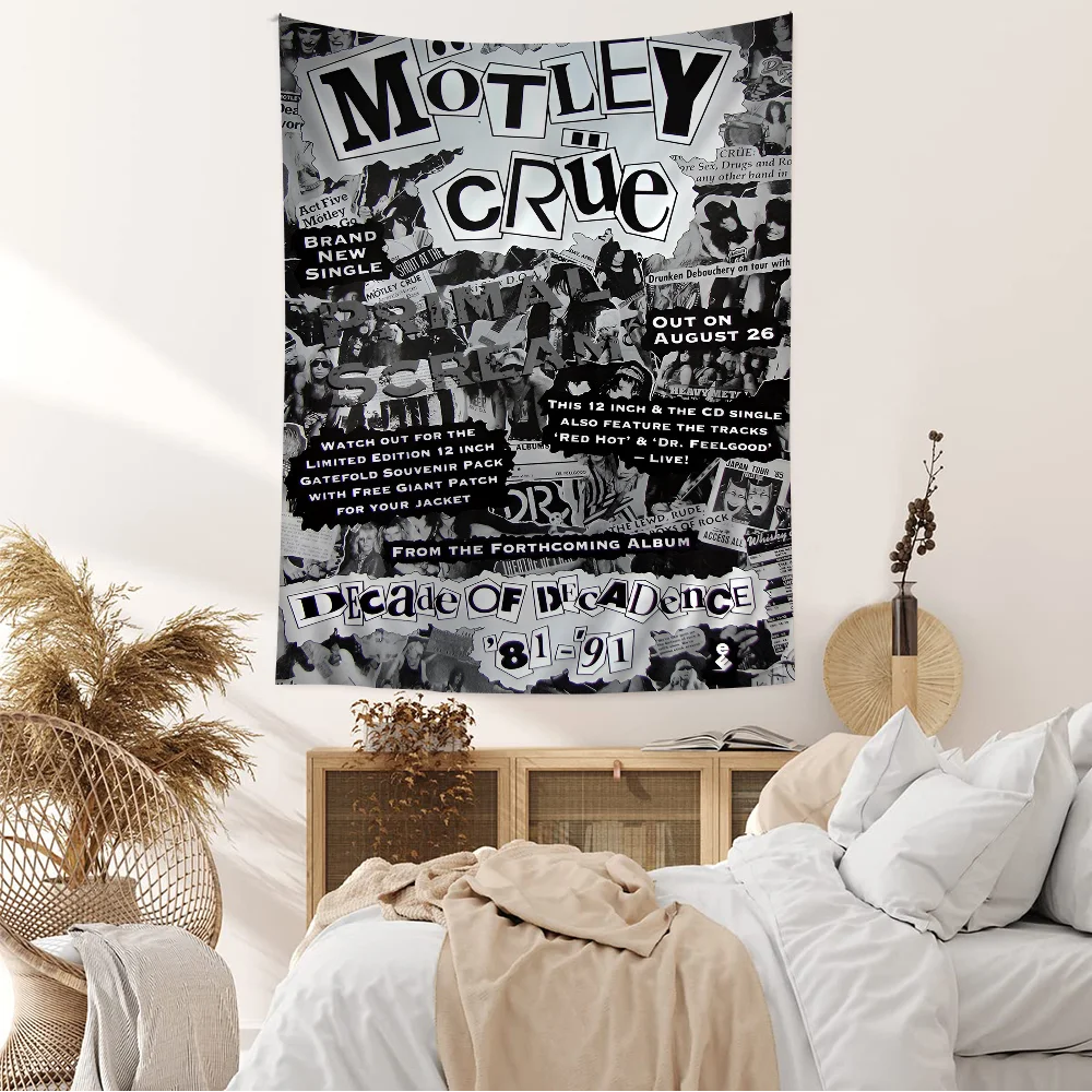 Motley C-crues Rock Anime Hippie Wall Hanging Tapestries Art Science Fiction Room Home Decor Kawaii Room Decor