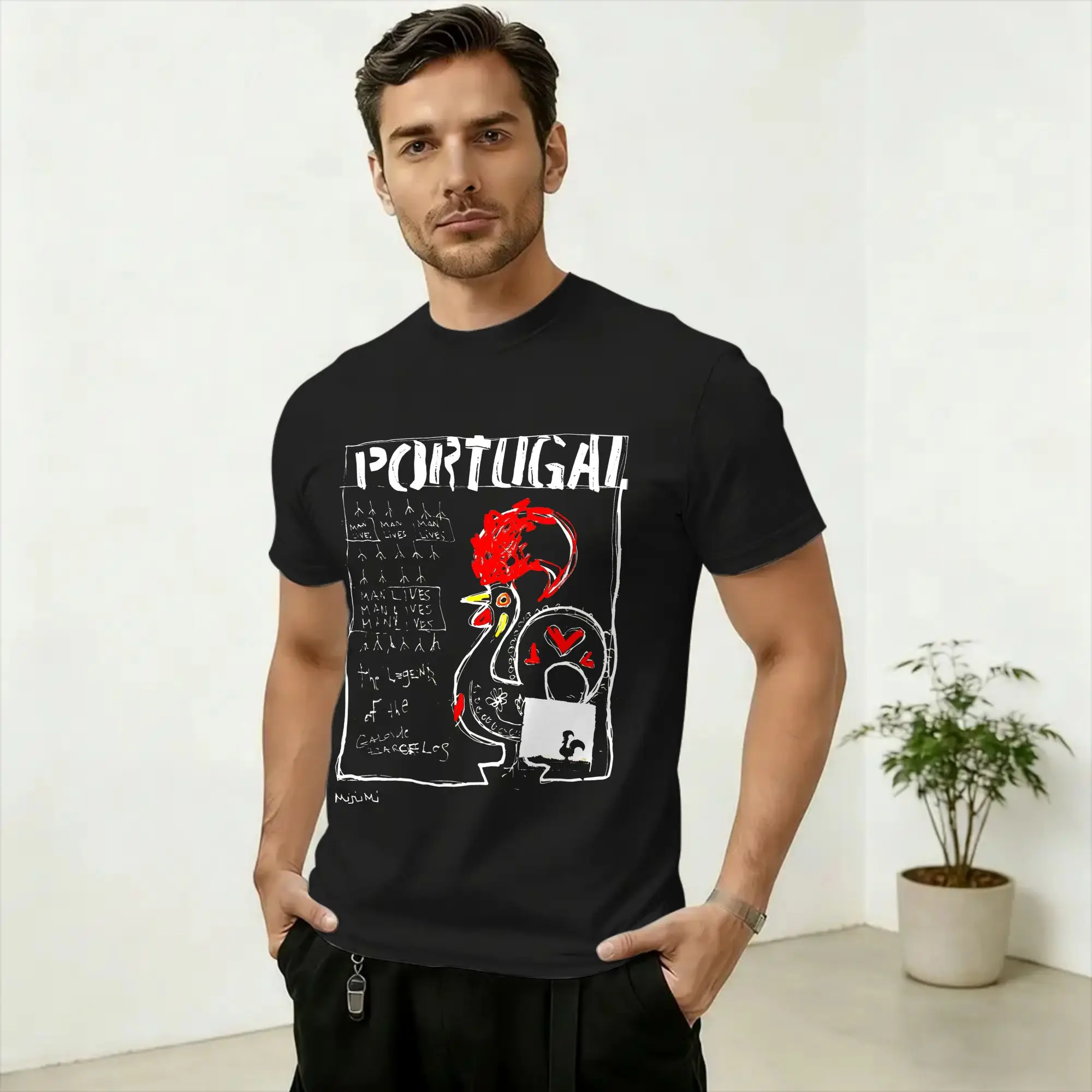 Camiseta Galo de Barcelos Rooster para hombre, camiseta de algodón con humor, camiseta con cuello redondo, ropa de manga corta, recién llegado
