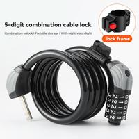 Motorcycle Bicycle Lock 5 Digit Code Cable Lock With Security Night Anti-theft Cable Bike Password Bike Lock Steel L L5z7