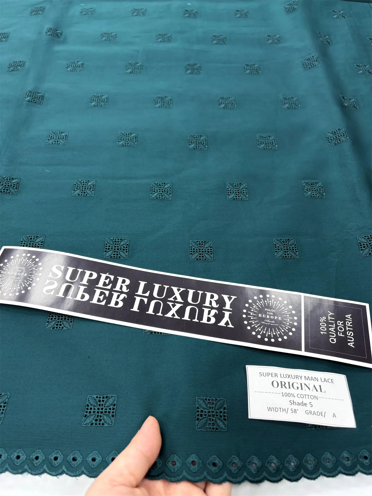 

2025 5 Yards Nigerian 100% Cotton Polish Lace Satin Embroidery Fabric High Quality Men Lace Material For Wedding Dubai Dresses