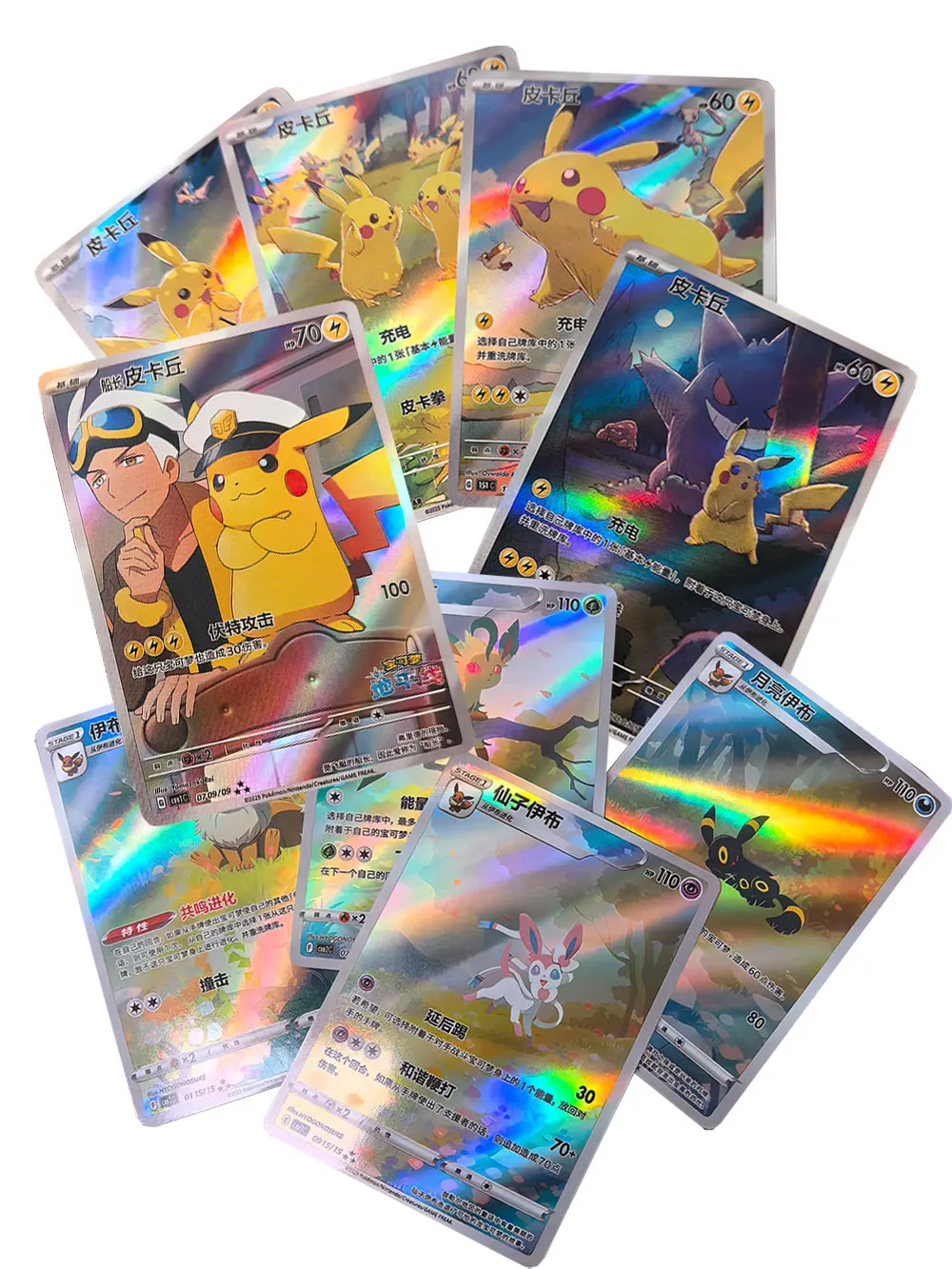 Tarjetas de Pokémon DIY en chino، Solo GEM Vol1 y 2 Eevee Capitán Pikachu escarlata y violeta، tarjeta proxy PTCG de alta calida