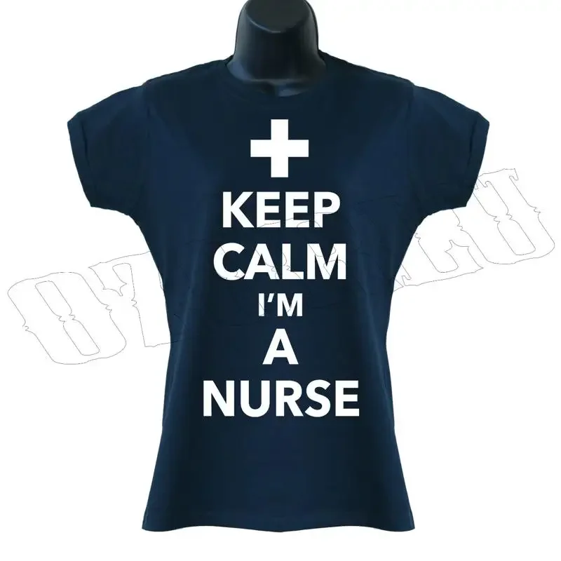 تي شيرت Keep Calm I'm A Nurse Doctor Nhs Hospital للسيدات مقاس S Xxl