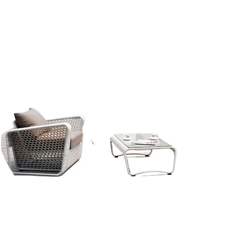 Leisure Balcony Outdoor Sofa Simple Modern Living Room Balcony Patio Bedroom American Rattan Sofa Combination Furniture