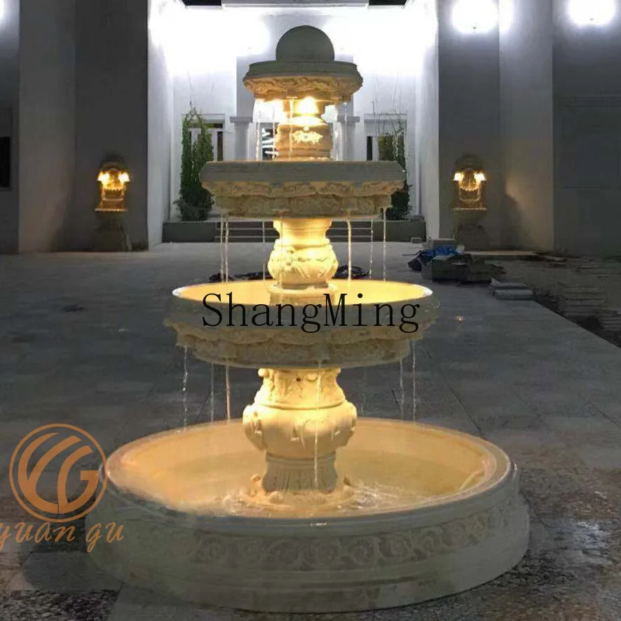 

CL Water Flow Fountain Ornament Three-Layer Outdoor Large Artificial Stone Fiberglass Resin Garden Fish Pond Water Flow Device