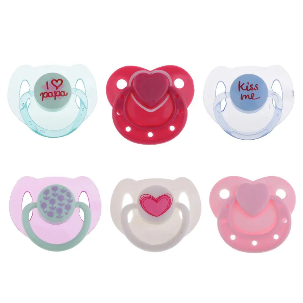 6 สี Dummy Magnetic Pacifier สําหรับเด็กทารก Reborn จําลองตุ๊กตาเหมือนจริง Accs สําหรับตุ๊กตาเด็ก