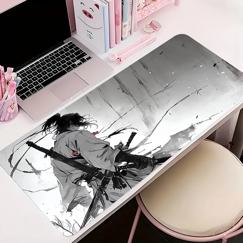 

Mousepad PC Gaming Accessories Computer Cabinet Extended Mat Non-Slip Mouse Pad Anime Keyboard Pad Office Moon Samurai Desk Mat