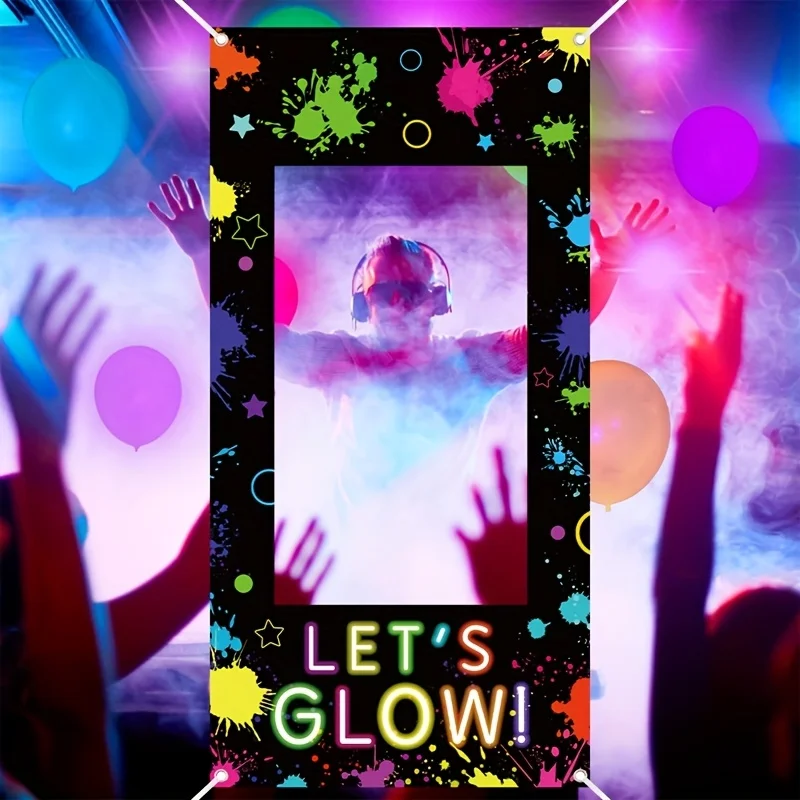 أضواء النيون تجعل خلفية حفلةنا اللامعة - تصميم جرافيتي فلورسنت حيوي، ديكور حفلات لامع #5