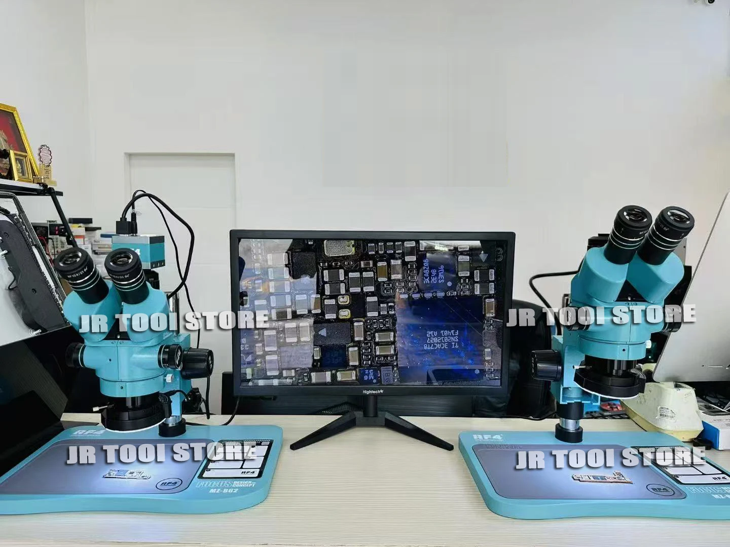 RF4 RF-6558PRO 1080P 4K HDMI ビデオカメラ 6.5X-58X サイマル焦点三眼ステレオ顕微鏡電話はんだ付け PCB 修理用