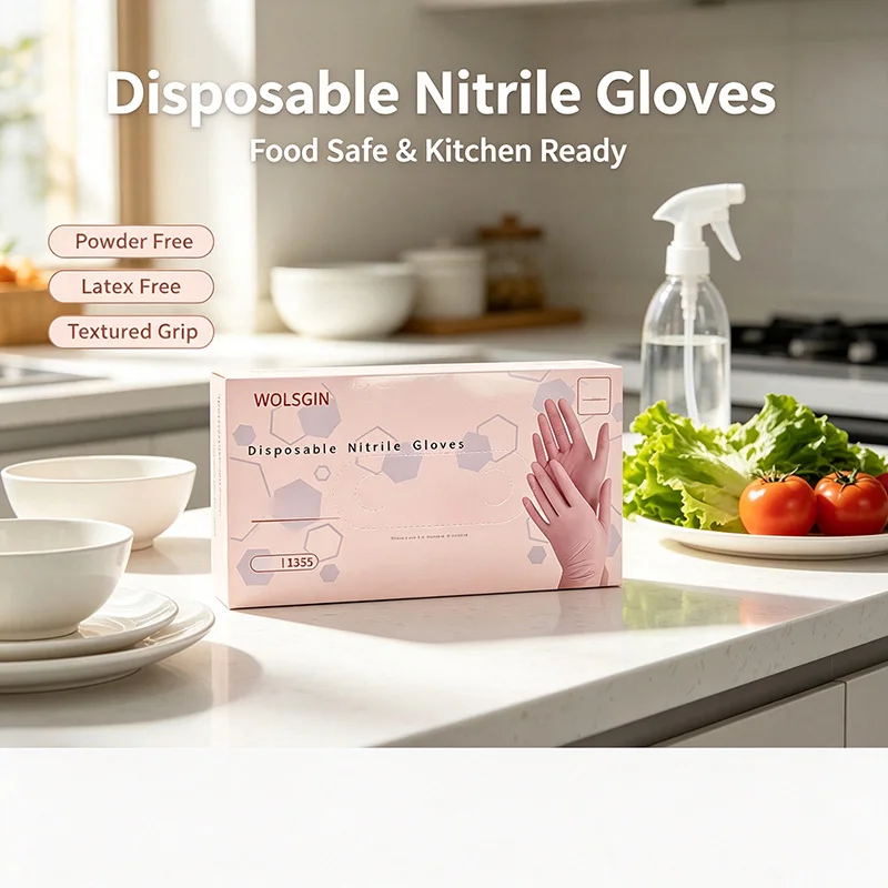 20/50/100/200 Pink Disposable Powder-Free Nitrile Gloves, Suitable for Home Cleaning, Dishwashing, and Cooking