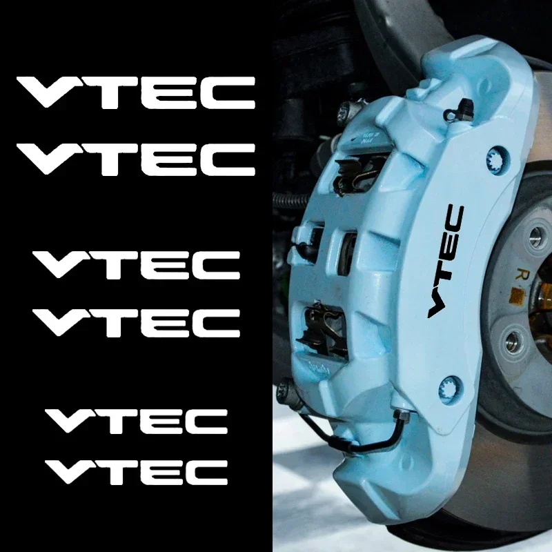 6pcs Heat Resistant Car Wheel Brake Caliper Sticker for Honda VTEC Badge Modified Auto Tire Hub Vinyl Decals Decoration